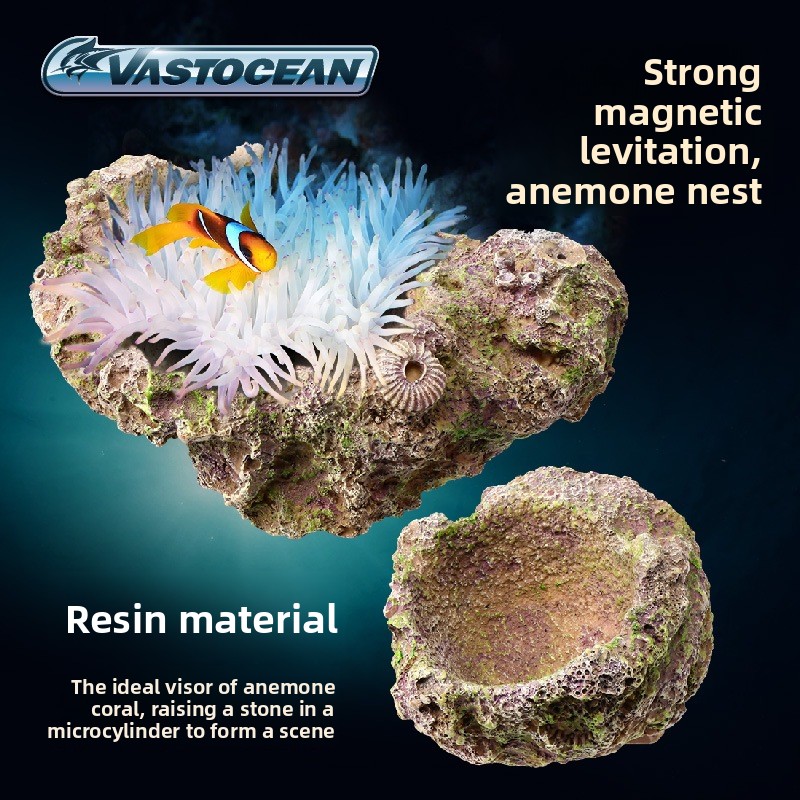 Aquarium Fish Hiding Places - VASTOCEAN Magnetic Anemone Holder-Resin Suspension Anemone